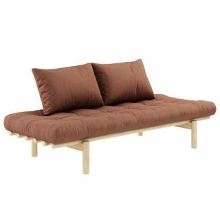 Méridienne futon PACE en pin coloris brun argile couchage 75*200 cm.